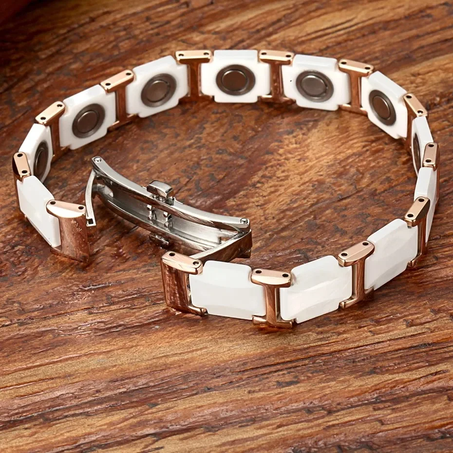 Ceramic Titanium Steel Bracelet Ivory White Ceramic Magnetic Slimming Bracelet