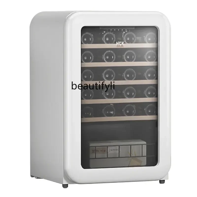 

zq Retro Wine Cabinet 49 Bottles Constant Temperature Household Small Ice Bar Refrigerator White