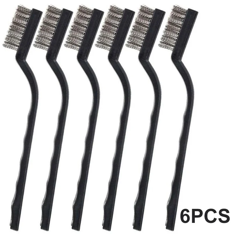 

6pcs Wire Brushes Black Cleaning Brush Detailing Finishing Grinding Mini Polishing Rust Remover Sanding Practical