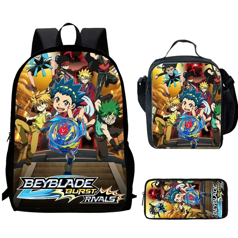 Классический популярный принт B-Beyblade, 3 шт./компл., школьные сумки для ноутбука, рюкзак, сумка для обеда, пенал