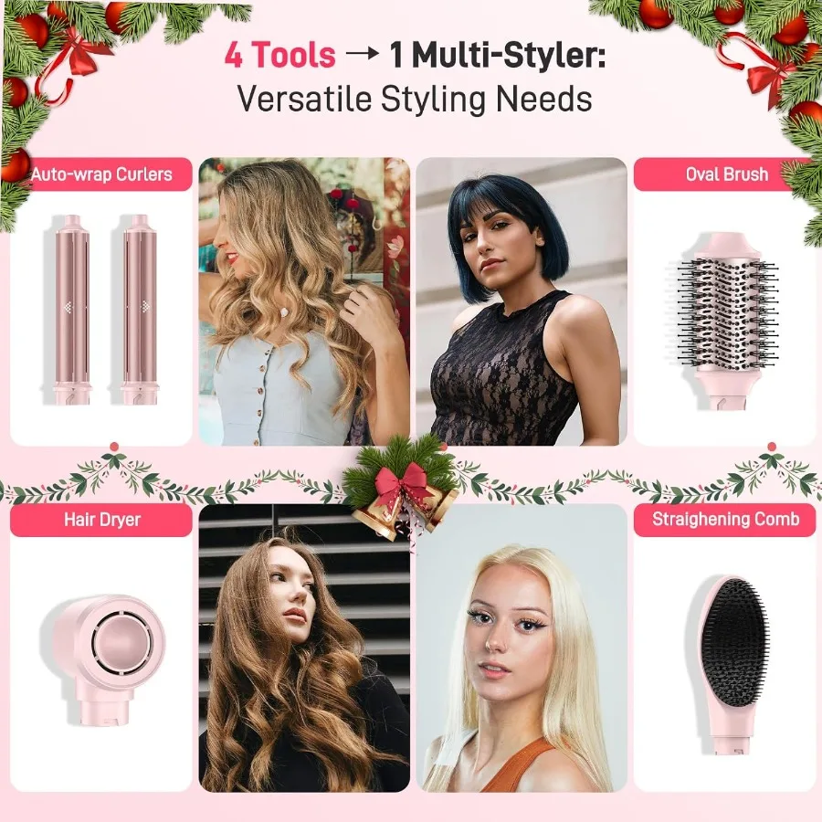 غلاف مصفف الهواء الساخن ذو الجهد المزدوج - فرشاة مجفف الشعر 5 في 1 مع مجفف شعر سريع الجفاف وتصفيف الشعر وتكثيفها #3