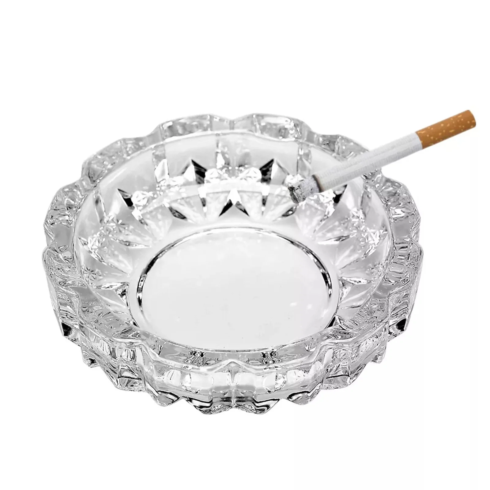 

3 Pack 4.8" Round Thick Glass Smoking Ashtray for Indoor & Outdoor Home Office