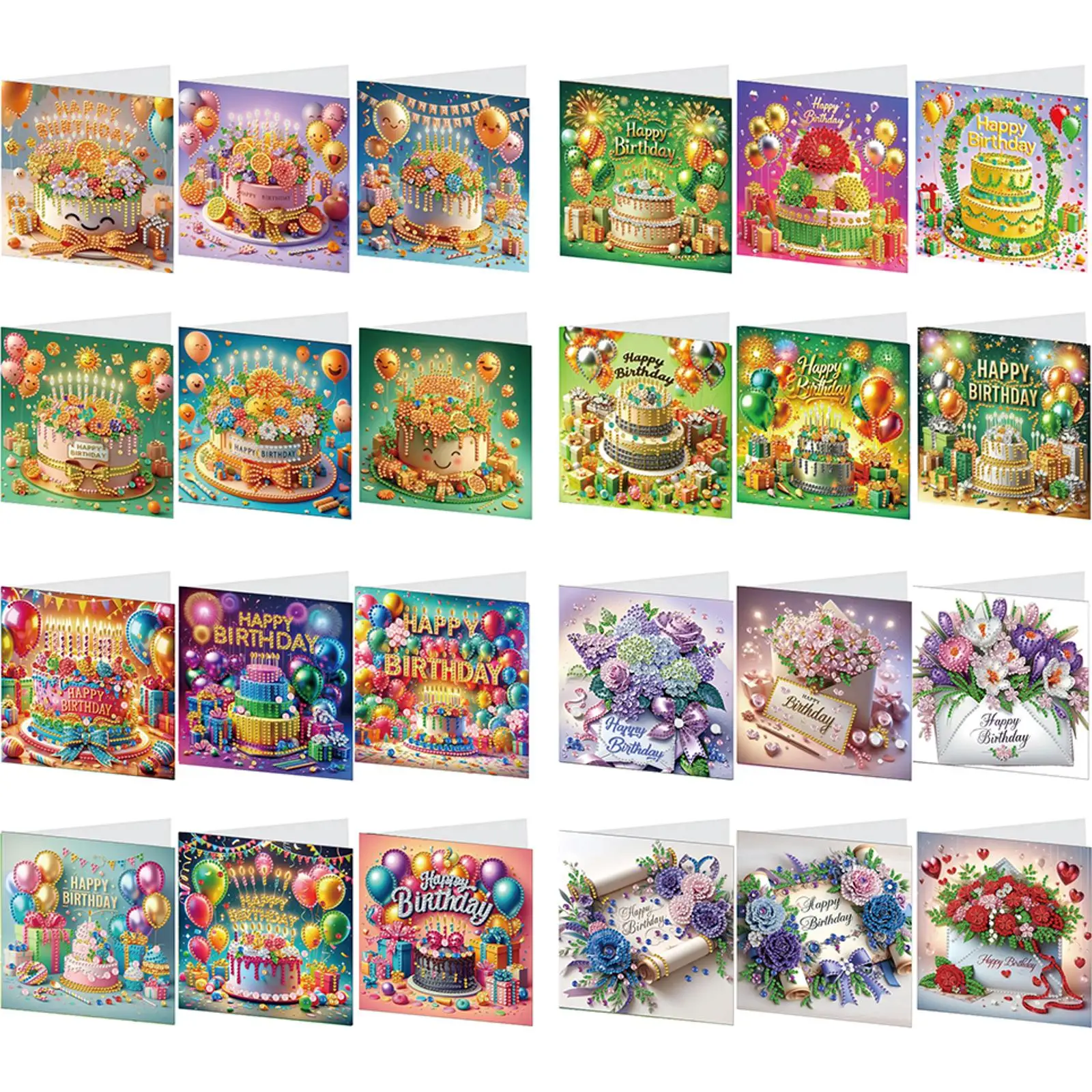 

6pcs DIY Diamond Painting Greeting Card Set Birthday Designs Diamond Art Handmade Cards for Birthdays Thanksgiving and Holidays