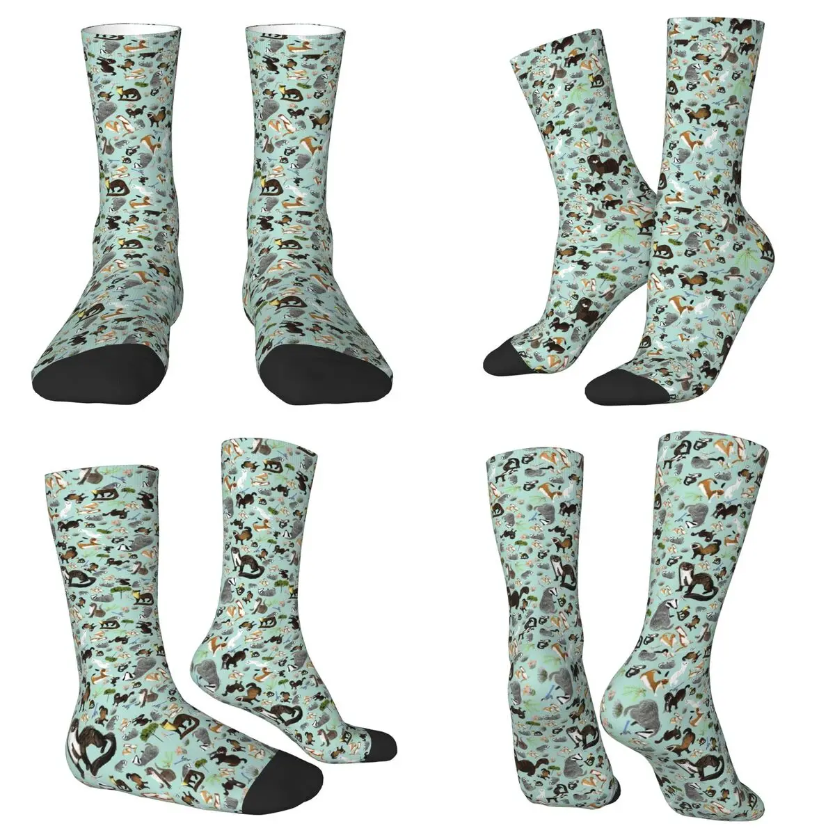 스페인의 Mustelids 패턴 양말 하라주쿠 고품질 스타킹 올 시즌 롱 양말 유니섹스 생일 선물용 액세서리