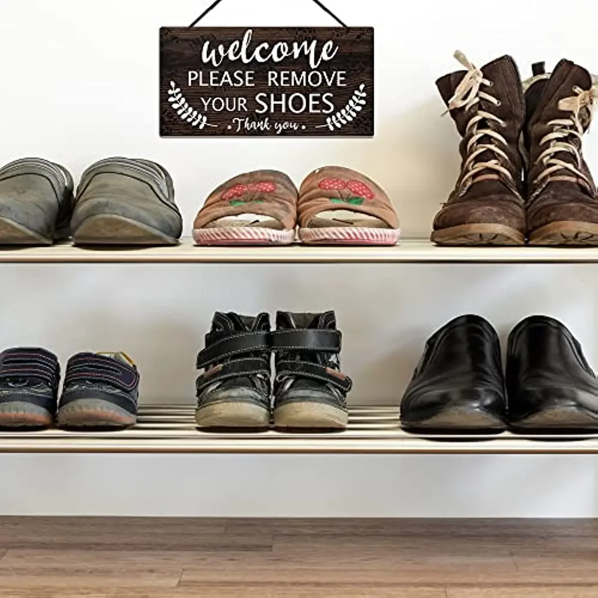 Wood Decor Please Remove Your Shoes Sign No Shoes Sign for Home Porch Hanging Plaque Welcome Please Remove Your Shoes