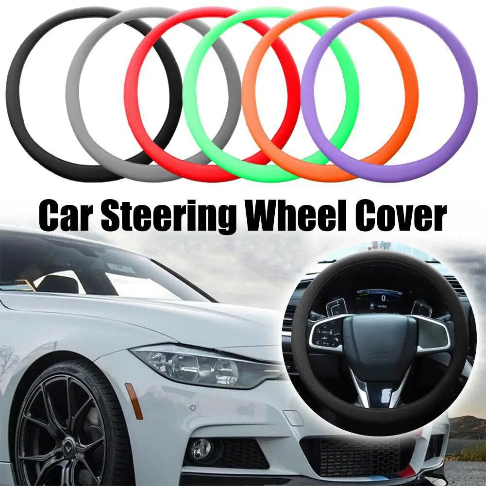 Universal Car Silicone Steering Wheel Cover Elastic Non-Slip Cover For 36-40cm Steering Wheel Multi Color Car Decor Accessories