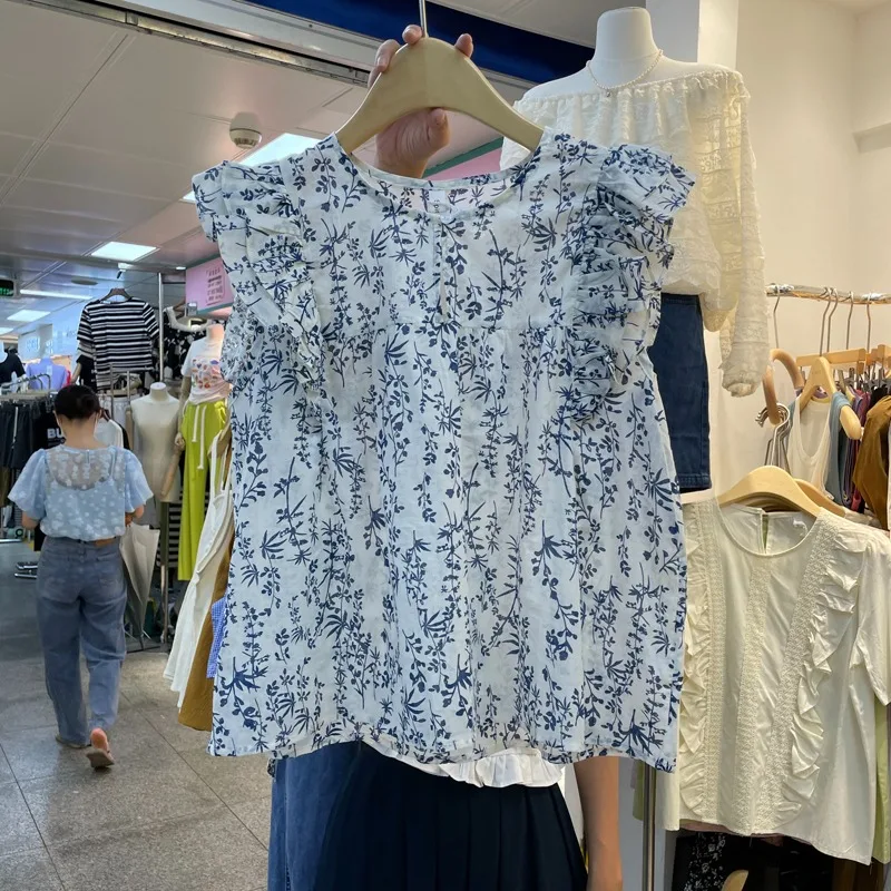 

Summer Women Loose Shirt Tanks Streetwear Fashion Folds Sweet Tender Casual Vacation Square Collar Vintage Sleeveless Tops