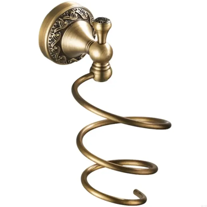 

Elegant Brass Bathroom Wall Shelf Hair Dryer Storage Vintage Inspires Organizers