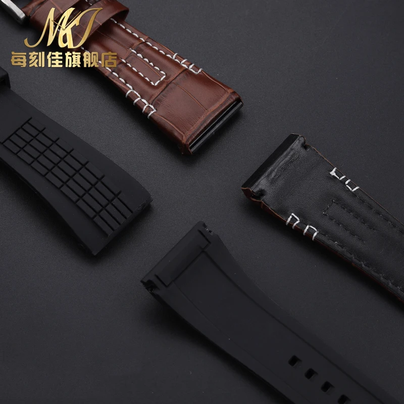 26mm Genuine Cowhide Strap for SEIKO VELATURA/SRH Series SPC007 SPC007J1 SRH013 Silicone Watch Bracelet Watchband with Tools