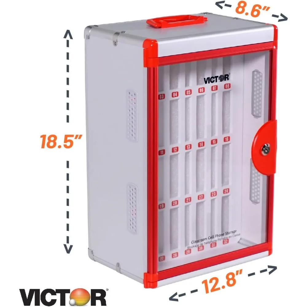Classroom Cell Phone Storage, 32 Slots Cell Phone Holder for Classroom, Wall Mounted Locker Storage Cabinet with Key Lock