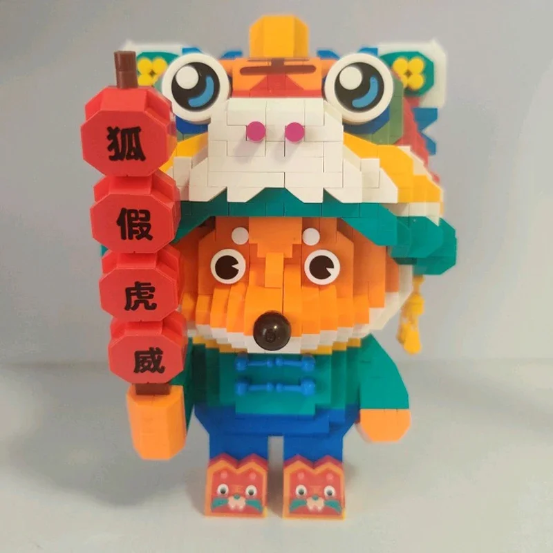 LOZ 9266 Animal World Spring Festival Fox Tiger Hat Shoes Candy DIY Mini Diamond Blocks Bricks Building Toy For Children No Box