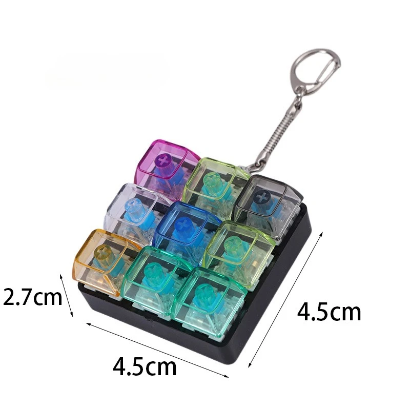Creative 9 Keyboard Cap Stress Relief Keychain Pendant Button Mechanical Keyboard Keyring Finger Pinch Stress Relief Toy Gift view 4