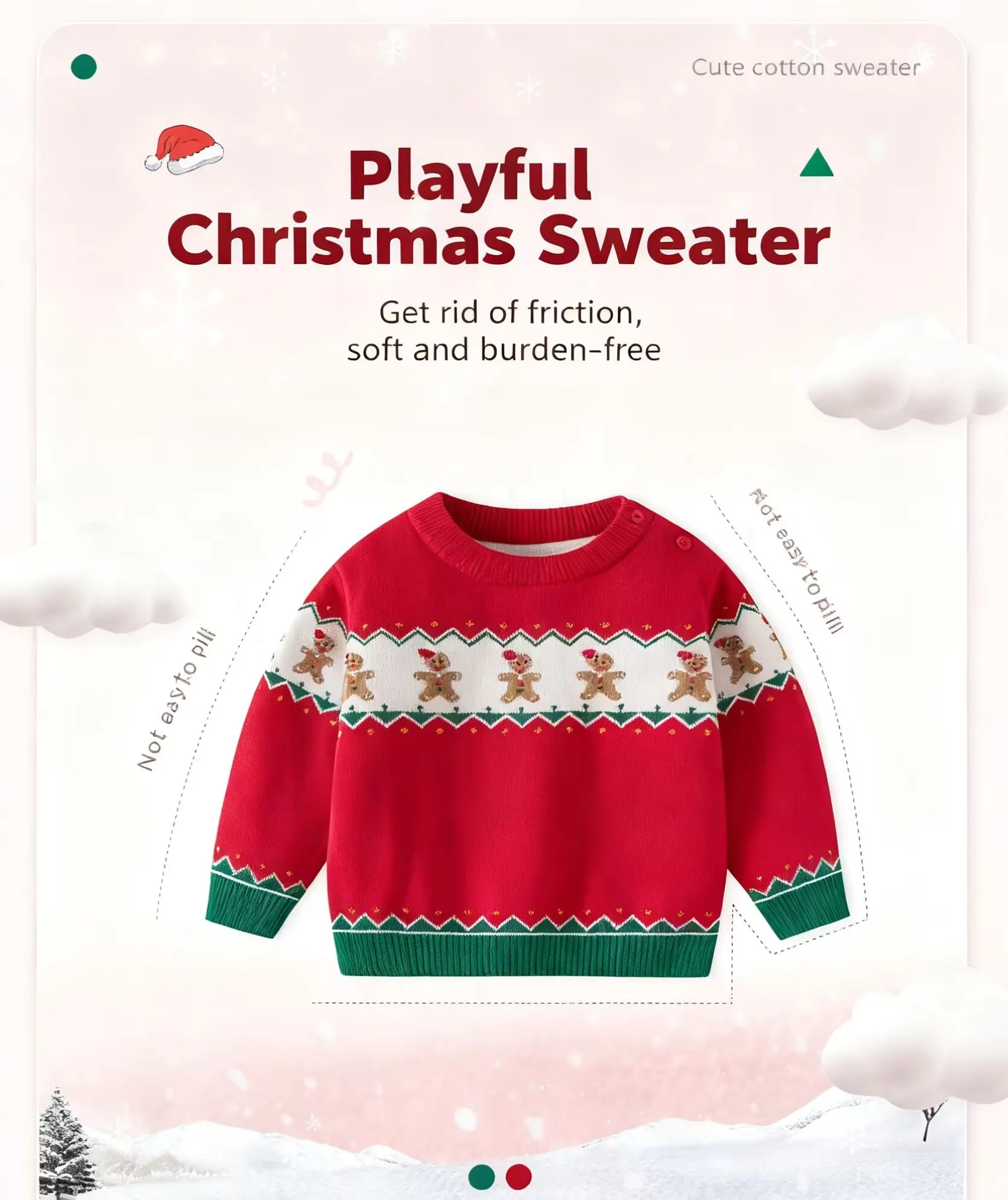 

Рождественский детский костюм, вязаный свитер для мальчиков и девочек, хлопковая удобная для кожи осенне-зимняя теплая одежда премиум-класса, наряд для новогодней вечеринки