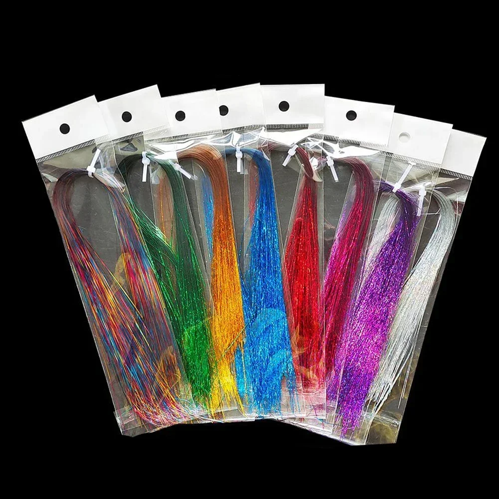 Fly Bait Tying Bright Silk Fly Fishing Lure Hook Tying Trout Bait DIY Material Soft Holographic Flash Tinsel Flashabou