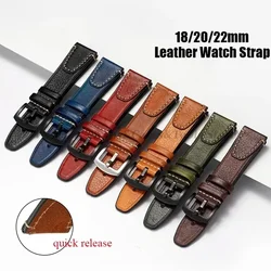 Universal Retro Watchband for Rolex for Seiko Genuine Leather Watch Straps SmartWatches 18/20/22mm Men Women Wrist Belt Bracelet