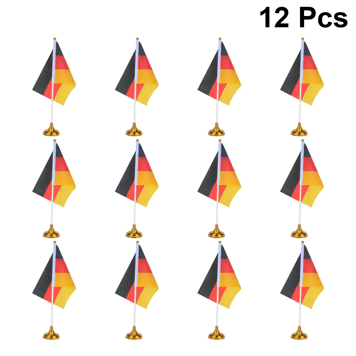

12Pcs Germany Desktop Flag Polyester Plastic Base Sturdy Mini Tabletop Flag Decor for Office Home Parties Festivals Events