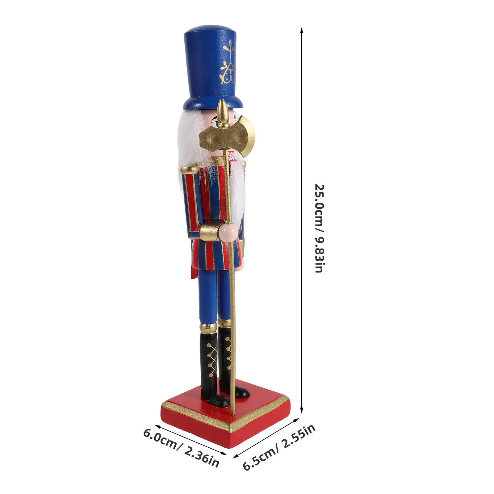 9.8 Inch Wooden Nutcracker Soldier Christmas Circus Decoration Hand Painted Holiday Nutcracker Ornament for Fireplace Shelf Xmas