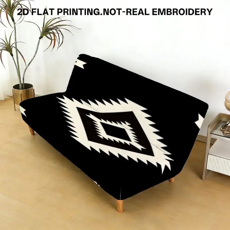 

Эластичное покрывало с симметричным черно-белым геометрическим узором, подходит для дивана-кровати в гостиной, спальне