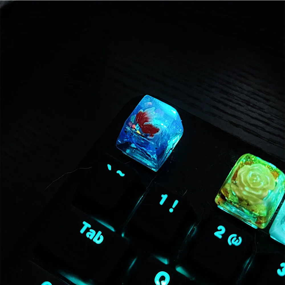 OEM R4 ESC Resin Keycaps Blue Backlit Good Lucky Customize Cross Axis Switch Wired Wireless Mechanical Gaming Keyboard Key Cover