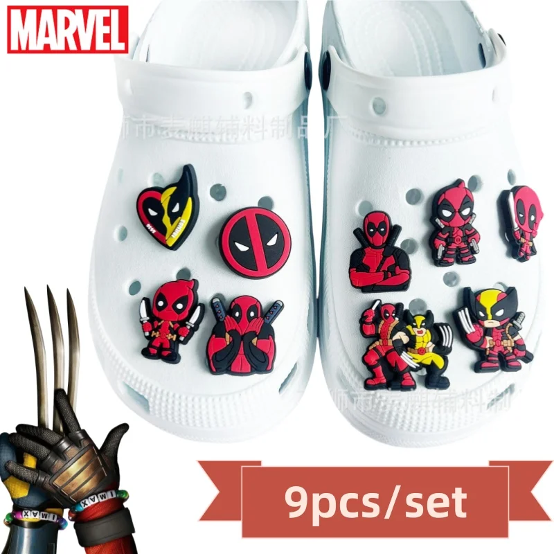 

9pcs Movies Deadpool 3 Shoe Charms Deadpool and Wolverine Shoe Accessories Decoration DIY Classic Clog Sandal Garden Shoe Buckle