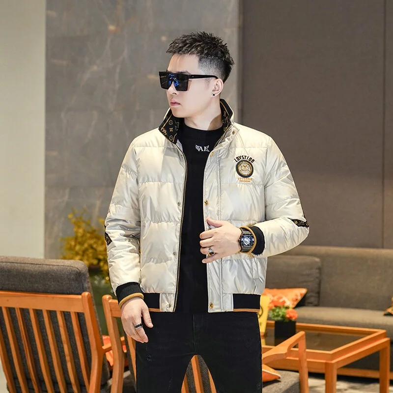 

Высококачественная зимняя мужская пуховая куртка с 90% белым пухом, вышивкой, утепленная, модная, городская, повседневная, на молнии