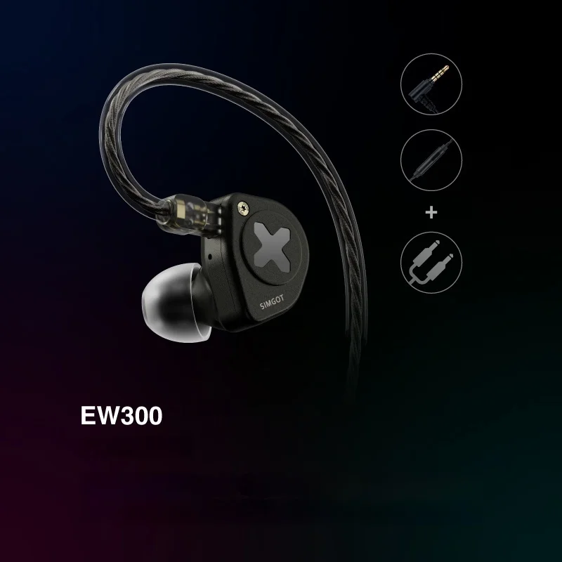 SIMGOT EW300 Wired Earphones 1DD+1Planar+1PZT Hybrid Driver High Configuration IEM HIFI Silver Plated Monitor Music Game Earbuds