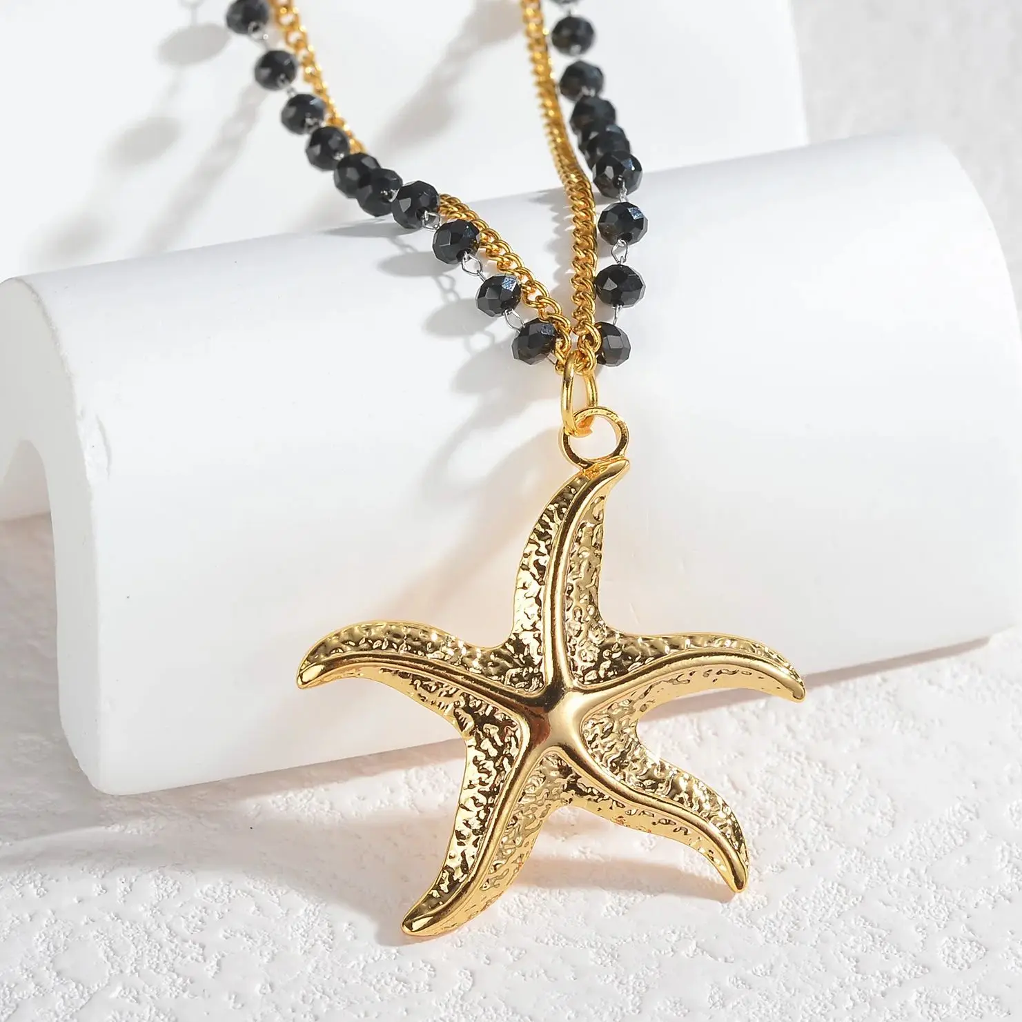 Hot Selling 18K Gold-Plated Stainless Steel Ocean Style Starfish Necklace High Quality Men\'s Women\'s Choker Jewelry Accessories