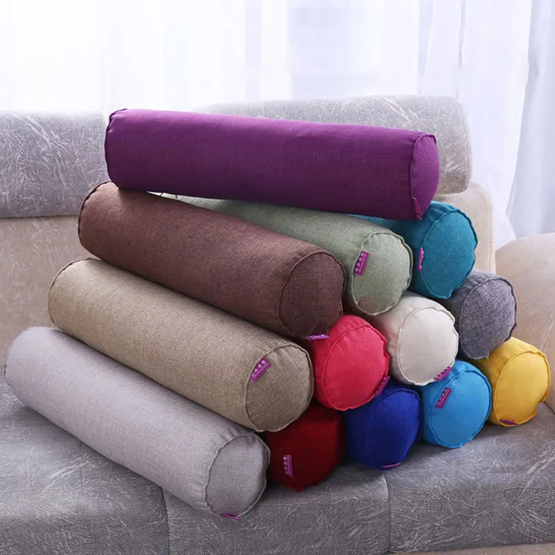 Cotton Linen Cylindrical Pillow Case Home Decor Sofa Lumbar Support Long Pillowcase Neck Bolster Roll Headrest Cove No Fill