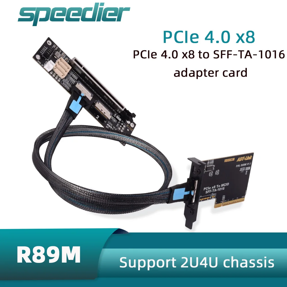 

Карта адаптера PCIE 4.0 X8 к SFF-TA-1016 Зовнішнее шасси MCIO для удлинительного кабеля шасси 2U 4U с перегородкой One-Drag-One Gen4 X8