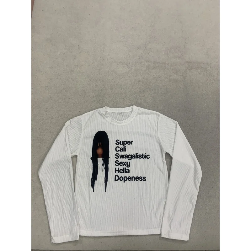 Millennium subculture hiphop rock gothic retro High street style casual versatile Long sleeve top
