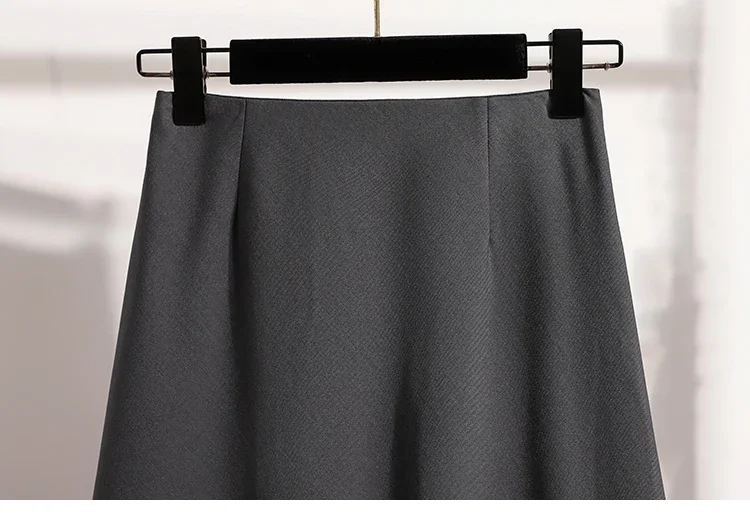 Koreanischer Stil Einfarbiger Hochtaillierter Elastischer Rock für Damen A-Linie 2026 Frühling Herbst Neu Elegant Vielseitig Alltagsrock – Detail 18