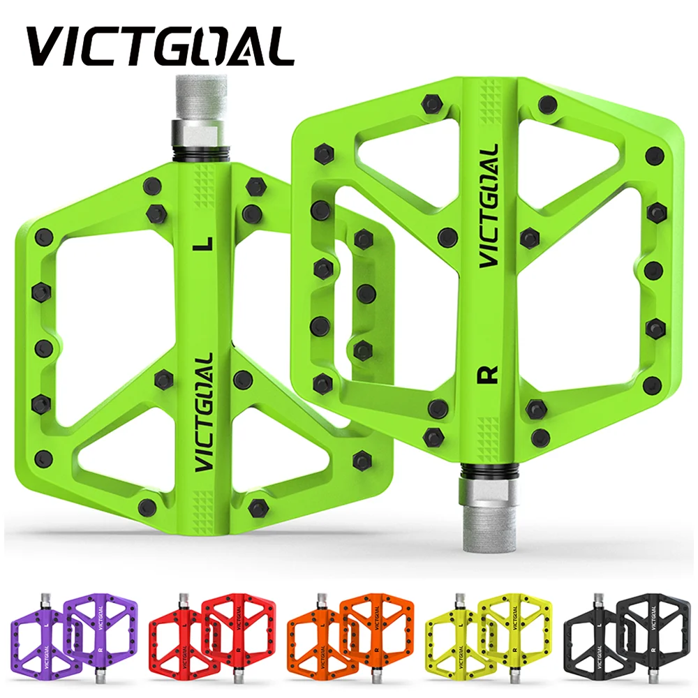 

VICTGOAL Nylon Bicycle Plat Pedals DU Bearing Anti-slip Waterproof Cycling MTB Road Bike Foot Pedals Bike Part Accessories