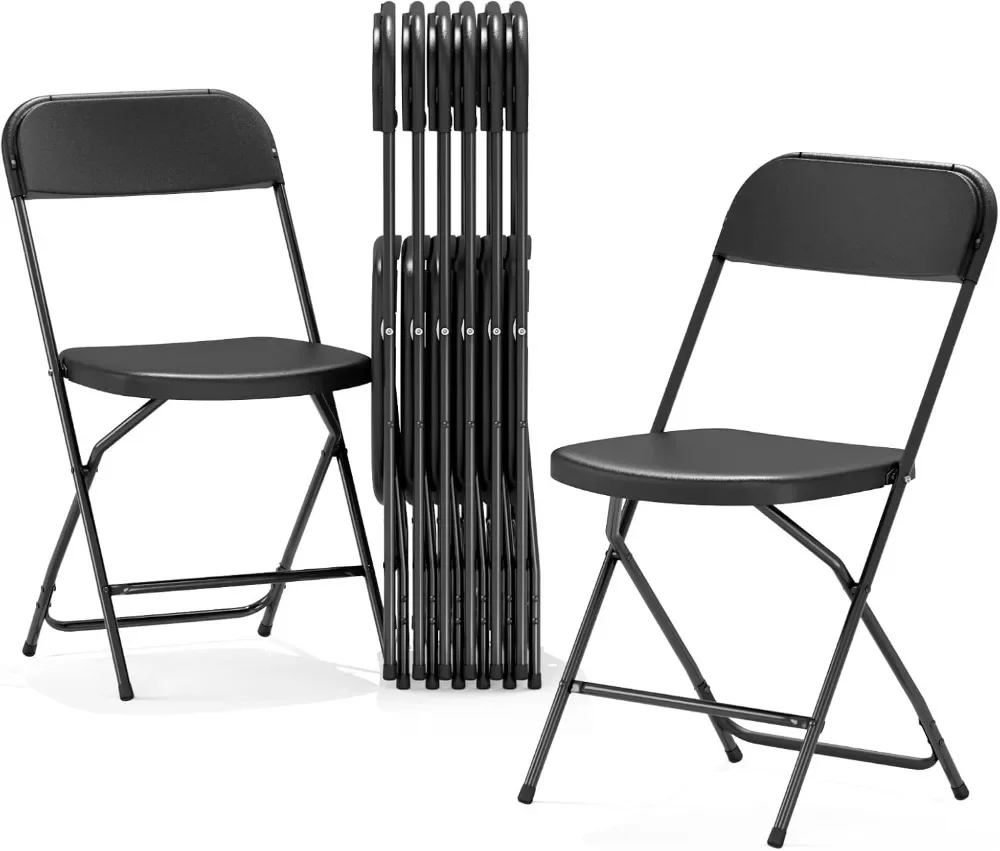 Nazhura-Chaises Pliantes en Plastique pour l'Extérieur et l'Intérieur, Limite de Poids de 650lb, Noir, Paquet de 8