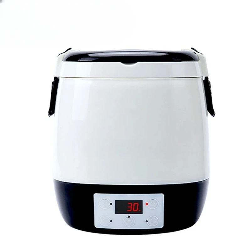 L # 12V/24V/220V Car Home Dual Electric Rice Cooker MultiCooker Portable Vehicle Rice Cooker Truck Food Soup Cooking Machine