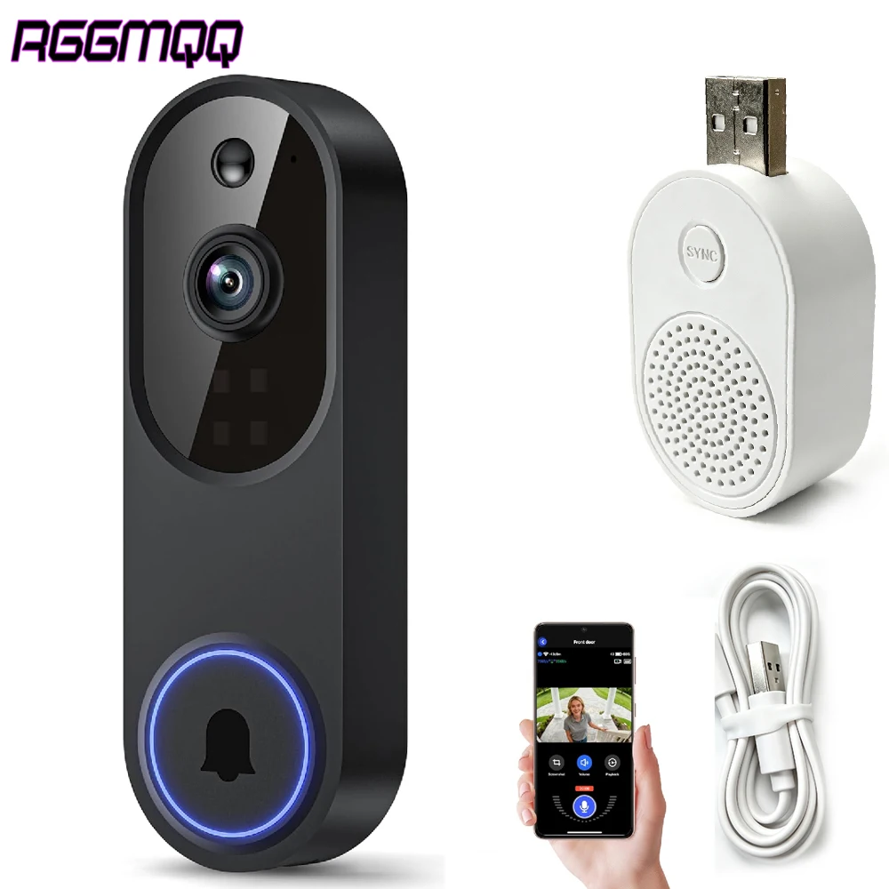 wireless-wi-fi-video-doorbell-camera-with-ai-motion-detection-2-way-audio-night-vision24ghz-wi-fi-only-battery-powered-﻿