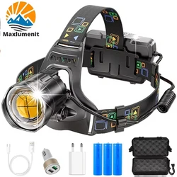 Powerful XHP100 Led Headlamp Zoomable USB Rechargeable High Power Headlight Waterproof Output 18650 Super Bright Head Torch