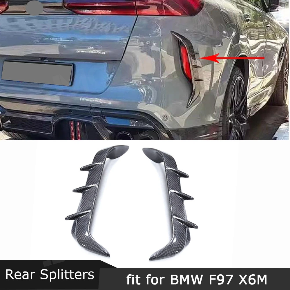 

Car Rear Bumper Canards Splitters for BMW F96 X6 2019- 2022 Carbon Fiber Flaps Apron Trims FRP Body Kits Decoration Accessories