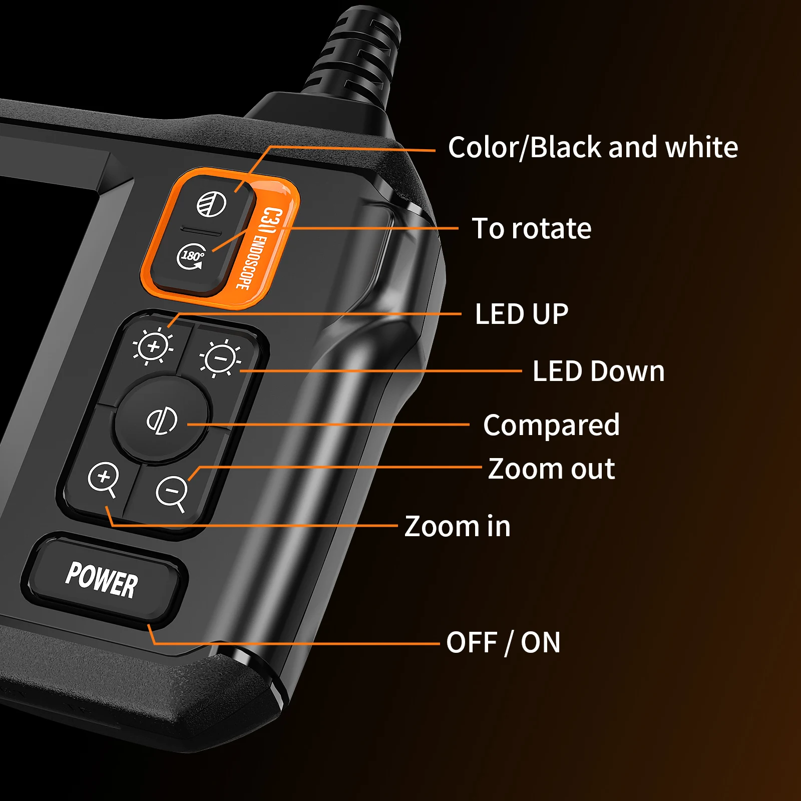 Industrial Endoscope Camera Waterproof IP67 HD Inspection Borescope Drain 8mm Snake Camera 4.3 inch Screen Automotive Camera