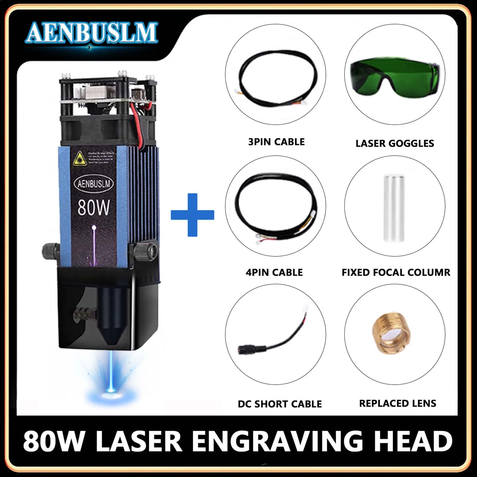 

AENBUSLM 10W/20W/30W/40W/80W Laser Module 450nm 12V Laser Engraving Head High Speed DIY Laser Engraver Laser Cutter Woodworking