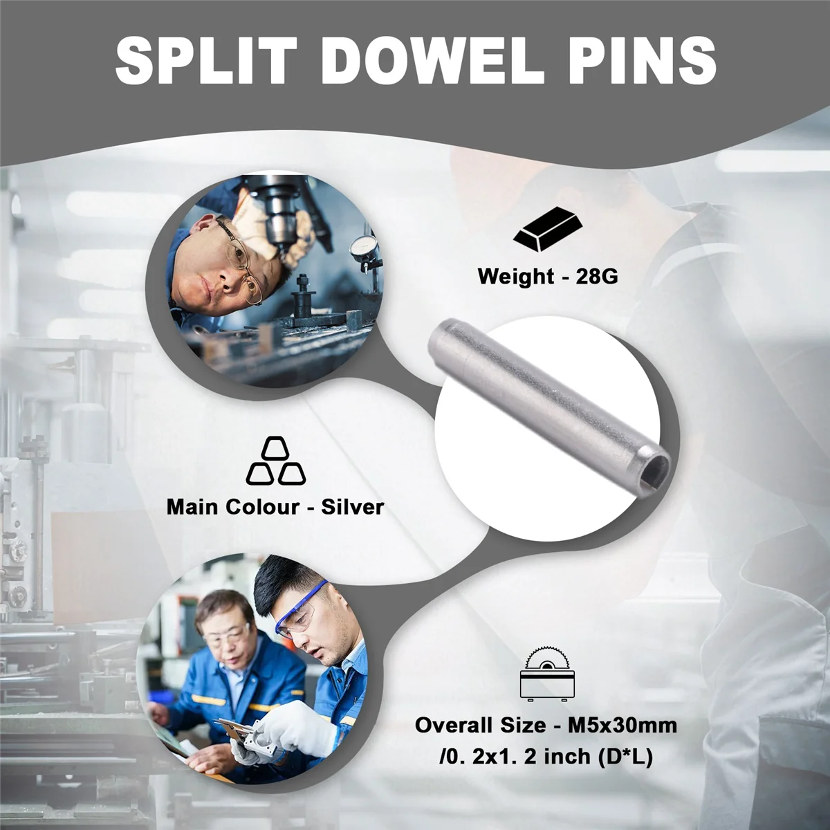 

YHYS 10 шт. M5x30 мм из нержавеющей стали 304, разрезные пружинные дюбельные штифты