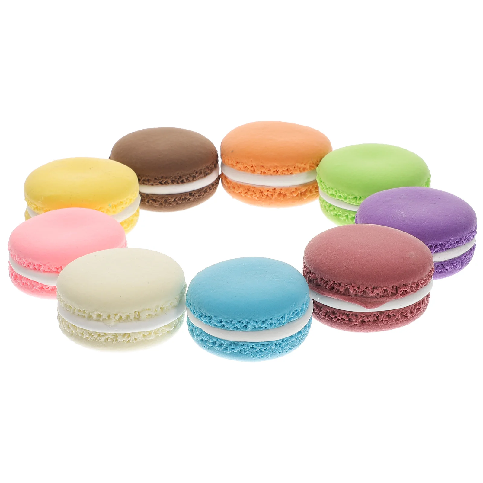 9 Pcs Simulation Macaron Cake Models Yellow Green White Brown Faux Dessert Props for Photo Shoots Home