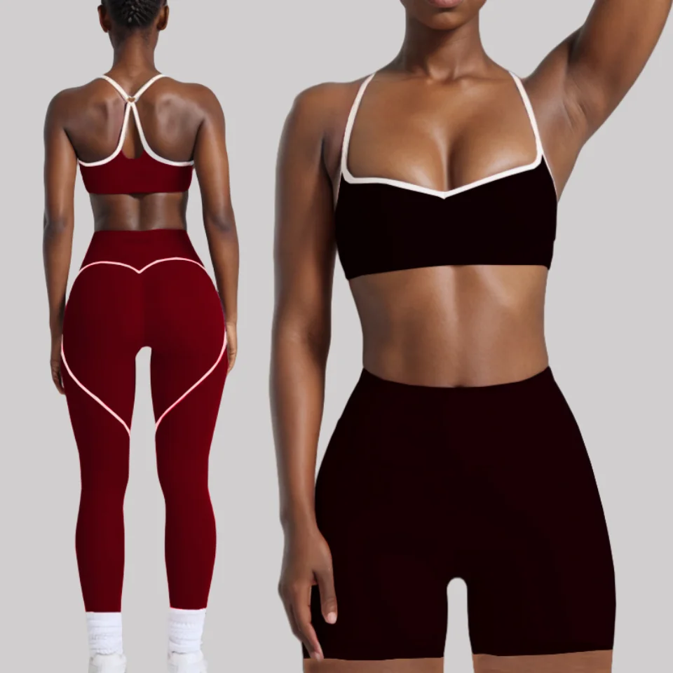 

Naked Beauty Back Sports Contrasting Color Bra Suspenders Peach Buttocks High Elastic Quick-drying Buttocks Yoga Suit for Women