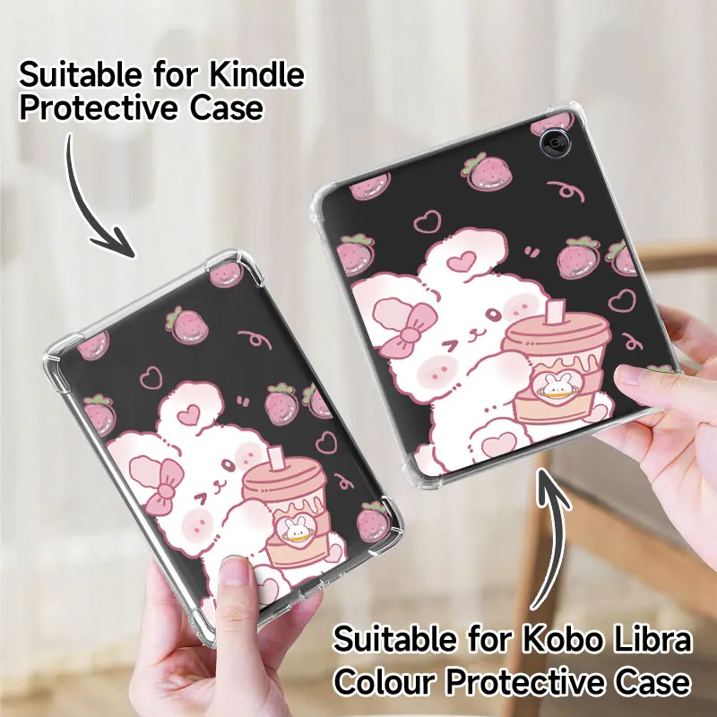

Прозрачный мягкий чехол из ТПУ с принтом, для Kindle 10/11/12th, Paperwhite 5,Kobo Clara Color/BW, Libra Color (2024), чехол для электронной книги