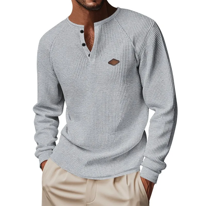 Immagine 5: Maglietta a Maniche Lunghe Casual, Vestibilità Ampia, con Cuciture Leggere, Collo Tondo, da Indossare Facilmente, per Uomo, Ideale per Autunno e Primavera