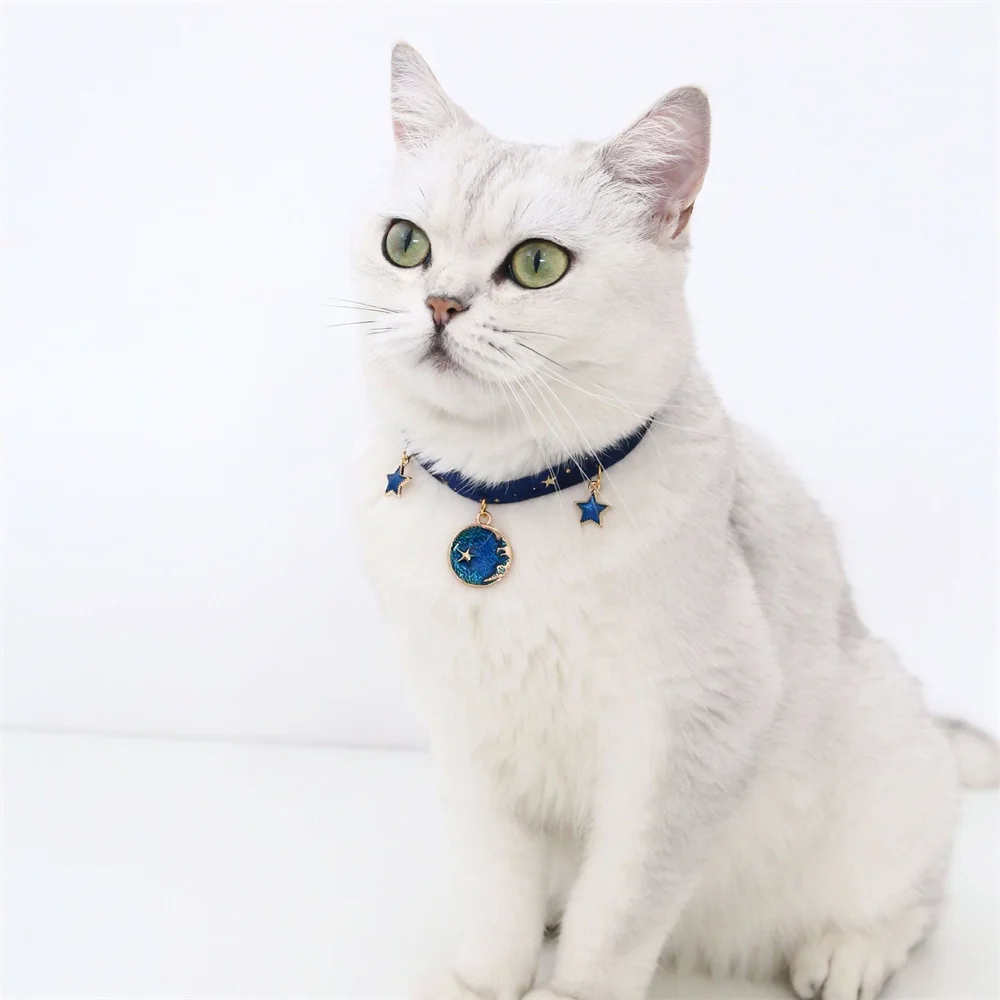 Multicolor Cat Collar Pet Collar Kitten Dog Tie Adjustable Neck Strap Cute Moon Star Puppy Cat Necklace Pets Accessories