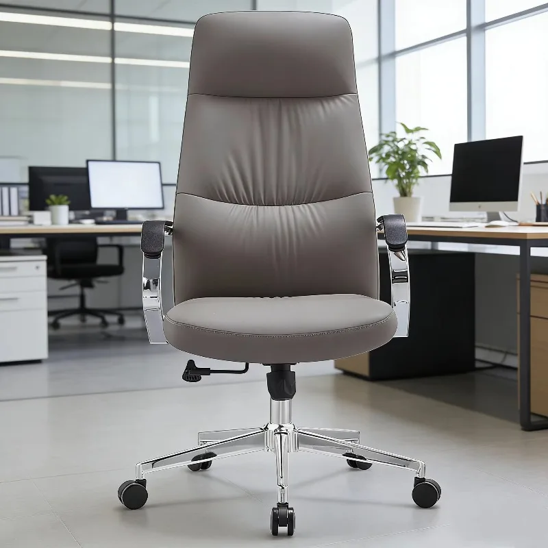 Cadeira de Escritório Executiva Moderna de Luxo com Design Ergonômico, Durável, Resistente, Confortável, Reclinável e Ajustável em Couro de Vaca