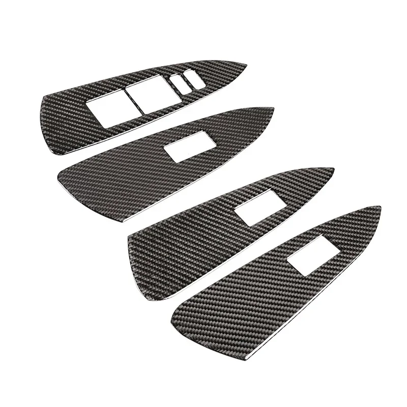 Car Soft Carbon Fiber Door Armrest Panel Window Lift Switch Frame Cover Trim For Toyota Rav4 RAV 4 2006 - 2009 2010 2011 2012