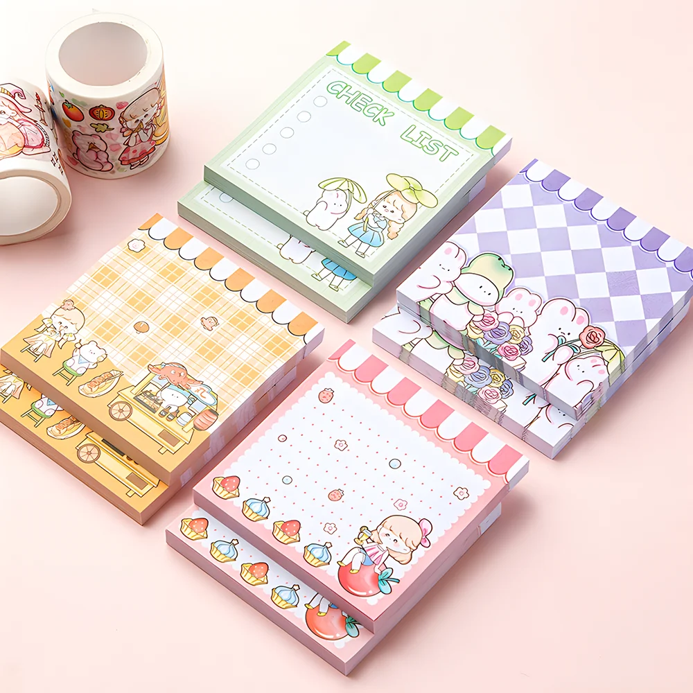 Coreano Cute Girls Sticky Notes Funny Kawaii Memo Pad Post blocco note cancelleria estetica indice Tabs Planner Agenda Checklist To Do