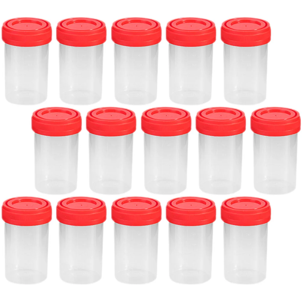 15 Pcs Sampling Cup Urine Plastic Fluid Sample Container with Scale The Cups Containers Lids Specimen