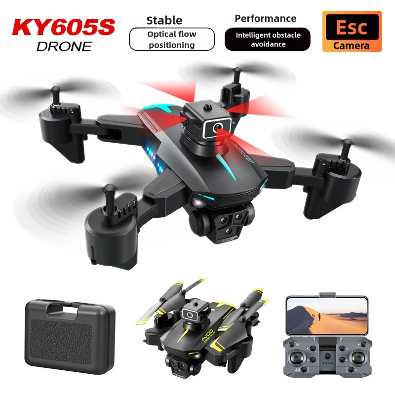 KY605S Drone with Triple Camera, Obstacle Avoidance, Optical Flow Positioning, and 4-Axis Remote Control Aircraft